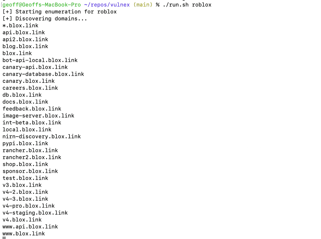 vulnex asset mapping screenshot